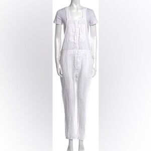 James Perse Women's Crisp White Denim Overalls